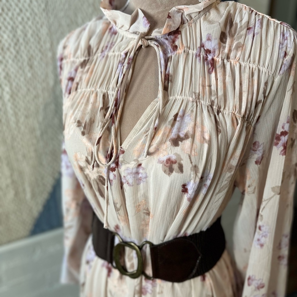 H&M Soft Blush Pink and Purple Floral Maxi Dress - Picture 4 of 10